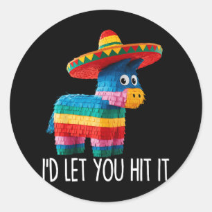 Sticker Rond Drôle Cinco De Mayo Drôle Pinata Sombrero Hommes C