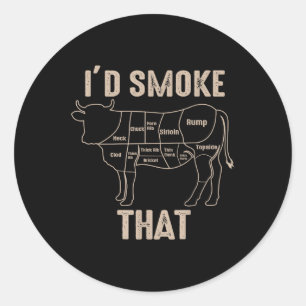 Sticker Rond Drôle Citation Grill Barbecue Vache
