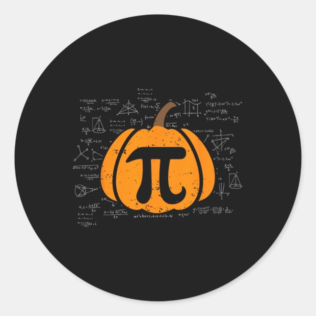 Sticker Rond Drôle Citrouille Pie Math Enseignant Halloween Tha (Devant)