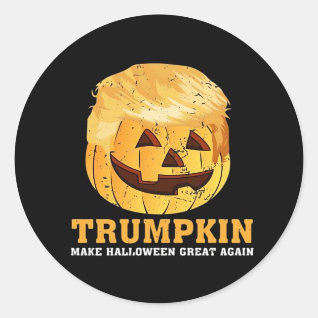 Sticker Rond Drôle Citrouille Trumpkin Halloween (Devant)
