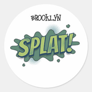 Sticker Rond Drôle comique pop art splat typographie