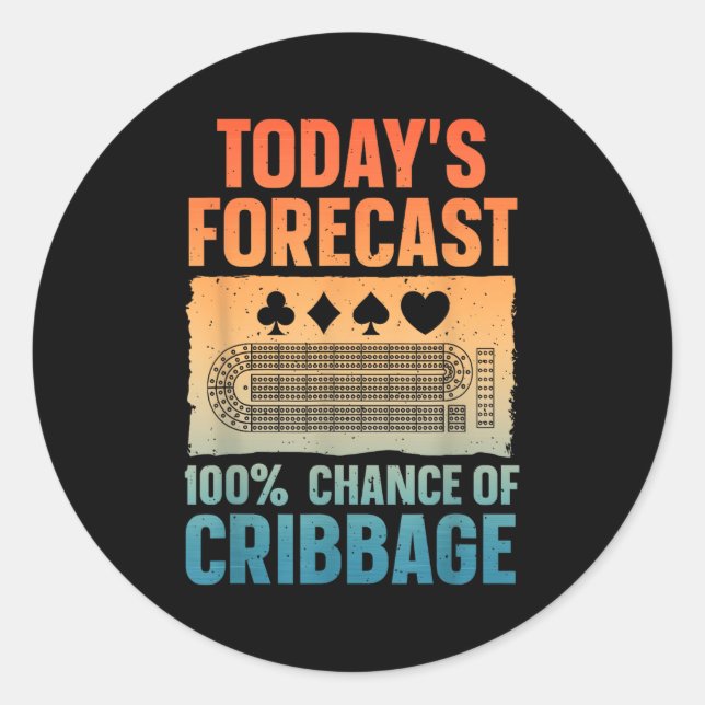 Sticker Rond Drôle Conception de Cribbage Pour Hommes Femmes Je (Devant)
