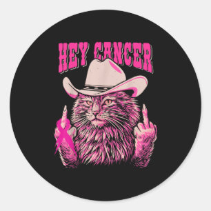 Sticker Rond Drôle Conscience du cancer du sein Western Rose Ch