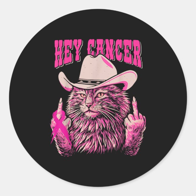 Sticker Rond Drôle Conscience du cancer du sein Western Rose Ch (Devant)