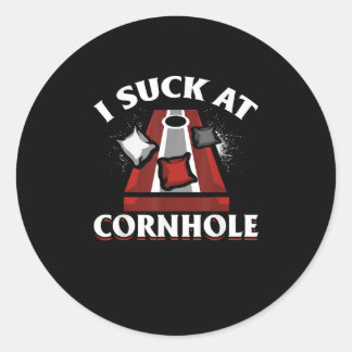 Sticker Rond Drôle Cornhole J'Ai Chuté À Cornhole