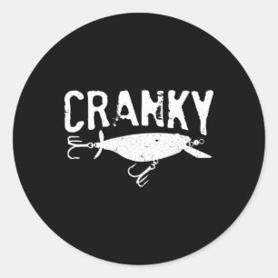 Sticker Rond Drôle Cranky - Leurre de pêche Crankbait Humour Pê
