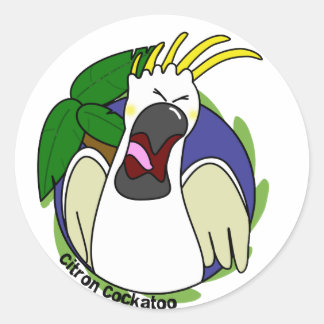 Sticker Rond Drôle cri Citron Cockatoo