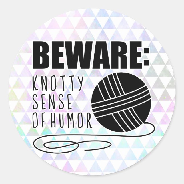 Sticker Rond drôle crochet tricot humour tricot fil boule skein (Devant)