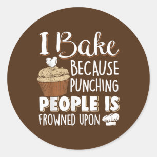 Sticker Rond Drôle cupcake boulanger mot art