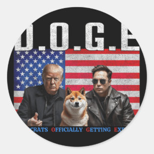 Sticker Rond Drôle D.o.g.e Démocrates Doge Obtenir Officielleme