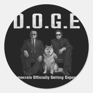 Sticker Rond Drôle D.o.g.e Démocrates Doge Obtenir Officielleme