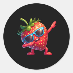 Sticker Rond Drôle Dabbing Fraise Sungles Dab Dancing Fruit