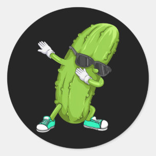 Sticker Rond Drôle Dabbing Pickle Cadeau Cute Dancing Cucumber 