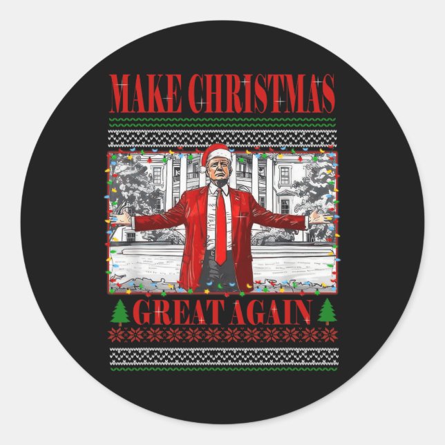 Sticker Rond Drôle Daddy's Home Trump laide pull de Noël Xm (Devant)