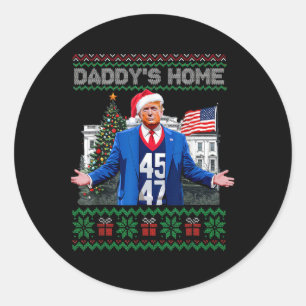 Sticker Rond Drôle Daddy's Home Trump laide pull de Noël Xm