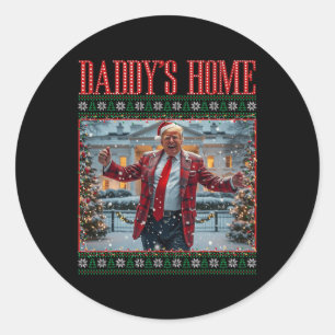 Sticker Rond Drôle Daddy's Home Trump laide pull de Noël Xm