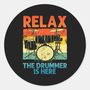 Sticker Rond Drôle d'art de batterie pour hommes femmes Drumlin