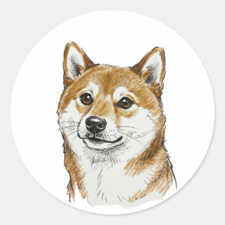 Sticker Rond Drôle d'art de la Saint-Valentin Shiba Inu "Je vou