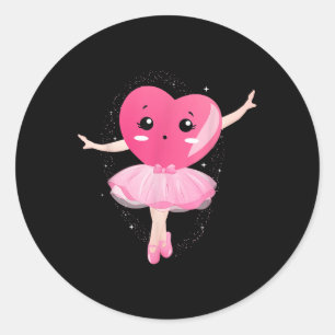 Sticker Rond Drôle de ballet de coeur Danser Joyeux Valentines 