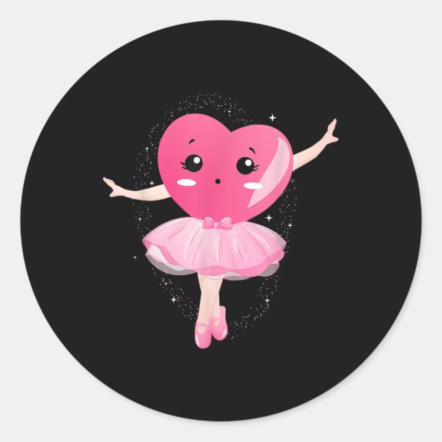 Sticker Rond Drôle de ballet de coeur Danser Joyeux Valentines  (Devant)