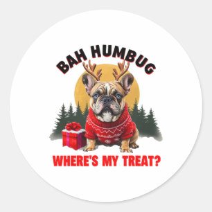 Sticker Rond Drôle de Bouledogue Français h Humbug Où est mon f