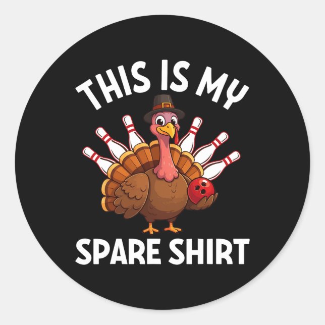 Sticker Rond Drôle de bowling de Thanksgiving garçons hommes fe (Devant)