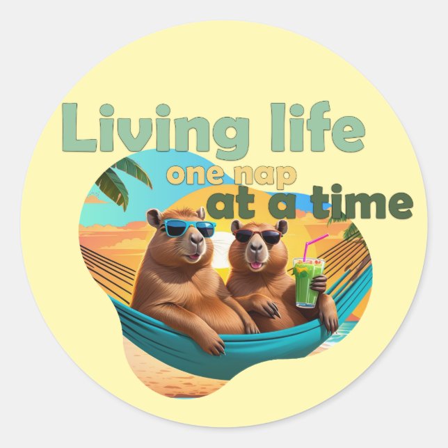 Sticker Rond drôle de capybara, cadeau, mignon capybara, ne pas (Devant)