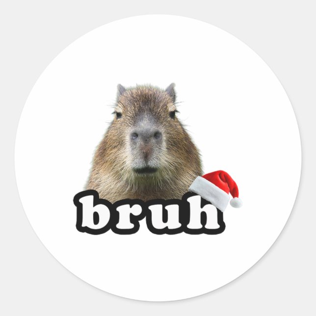 Sticker Rond Drôle de Capyra Noël  (Devant)