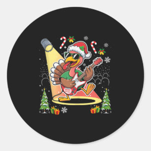 Sticker Rond Drole de chapeau de Père Noël de Thanksgiving Dind