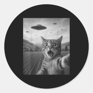 Sticker Rond Drôle de chat éd surpris selfie avec un chat extra