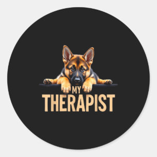 Sticker Rond Drôle de chiot Gsd Shep My Therast Berger Allemand