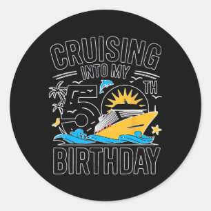 Sticker Rond Drôle de Croisière Pour Mes 50 Ans En Méditerranée