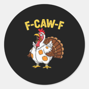 Sticker Rond Drole de dinde de Thanksgiving déguisé en poulet h