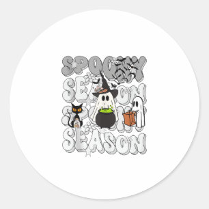 Sticker Rond Drôle de dire Éffrayante saison Halloween Cat Ghos