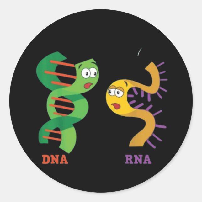 Sticker Rond Drôle de dire encore ADN unique ARN toujours (Devant)
