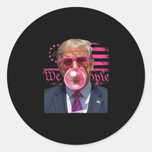 Sticker Rond Drôle de Donald Trump Bubble Gum Rose Fête de l'In