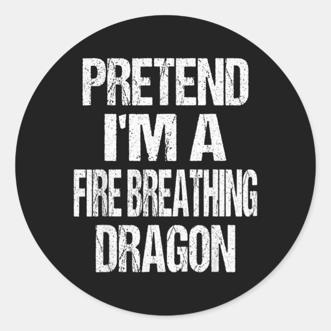 Sticker Rond Drôle de dragon cracheur de feu Halloween (Devant)