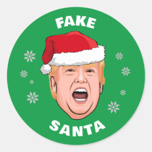 Sticker Rond Drôle de faux Père Noël Trump