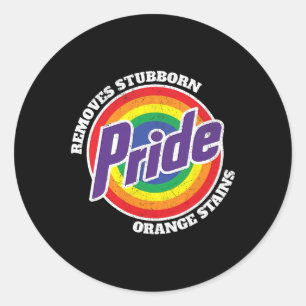 Sticker Rond Drôle de Fierté Anti-Trump Enlève Taches Orange Tê