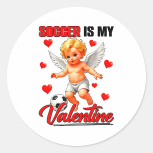 Sticker Rond Drôle de football est mon Cupidon de la Saint-Vale