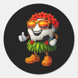 Sticker Rond Drôle de football hawaïen Ll Hawaïen Tropical Été