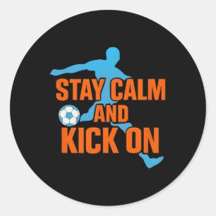 Sticker Rond Drôle de football Restez calme Frappez sur le grap