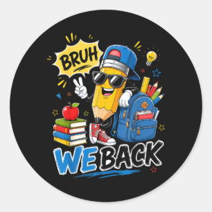 Sticker Rond Drôle de frère retour crayon professeur élève reto