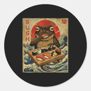 Sticker Rond Drôle de grenouille japonaise Kawai Pun nourriture