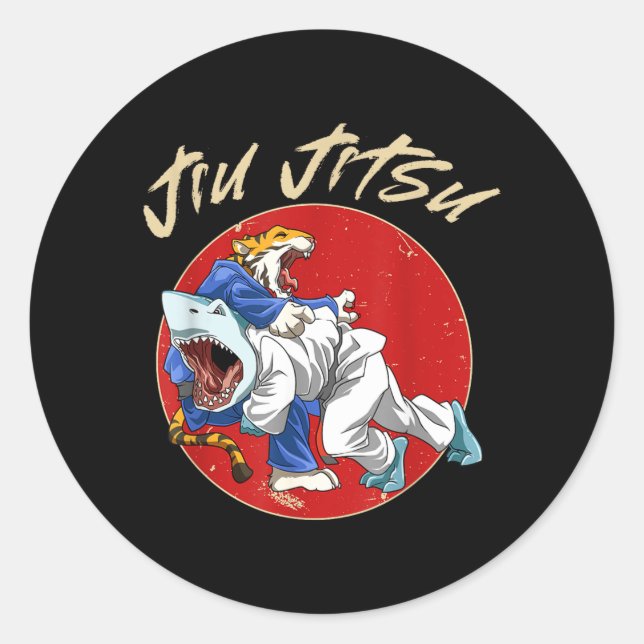 Sticker Rond Drôle de Jiu Jitsu Brésilien et Grappling (Devant)