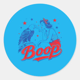 Sticker Rond Drôle de main Boop nez fille aigle drôle patriotiq