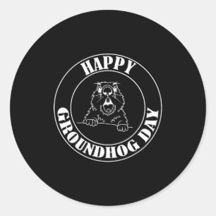 Sticker Rond Drôle de marmotte criant joyeux jour de la marmott