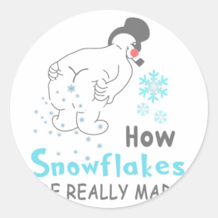 Sticker Rond Drôle de neige Comment les flocons de neige sont v