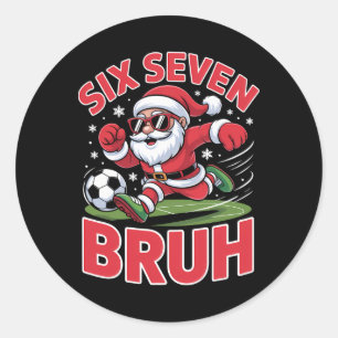Sticker Rond Drôle de Noël 67 Mème Bruh Footballeur Père Noël X
