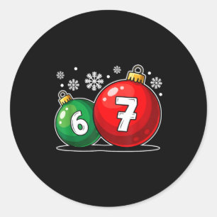 Sticker Rond Drôle de Noël 67 Six Sept Mème Gen Alpha Argot